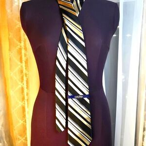 NWT Club Room By Charter Club Elegant Black and Gold Diagonal Tie